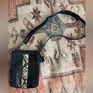 Coach leather and canvas C crossbody